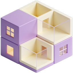 Isometric Modular Cube Blocks Icon - 3D Geometric Design