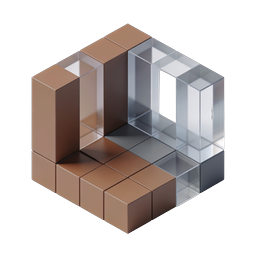 Isometric Cube Blocks 3D Icon - Copper and Glass Design