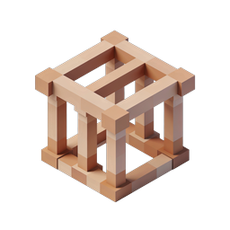 Isometric Cube Frame 3D Icon | Orange Geometric Structure