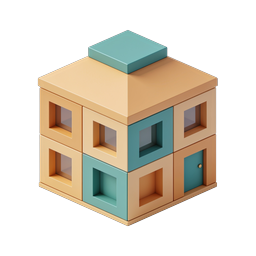 Isometric Cube House Icon - 3D Mini Building Design