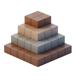 Isometric Cube Pyramid 3D Icon - Stacked Metallic Blocks