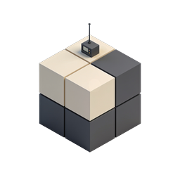 Isometrisches Würfel-Icon mit Radioantenne - Tech 3D