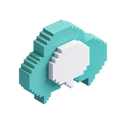 Isometric Teal Cube Stack Icon - 3D Pixel Art Design
