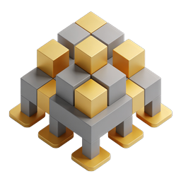 Isometric Gold and Silver Cube Stack Icon | 3D Geometric Design
