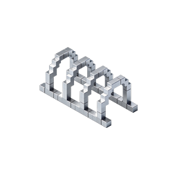 Isometric Metallic Cube Block Structure Icon | 3D