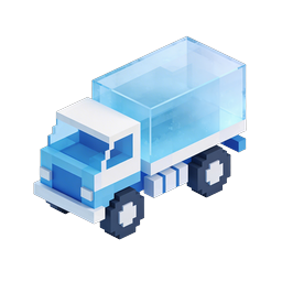 Isometric Delivery Truck 3D Voxel Icon for Logistics