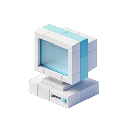 Isometric Desktop Computer Icon - 3D CRT PC Illustration