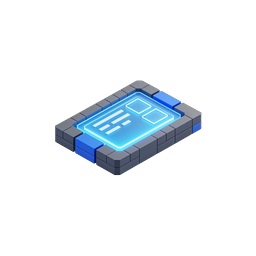 Isometric Digital Document Icon with Neon Glow