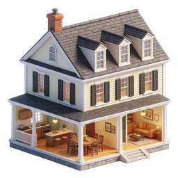 Isometric Dollhouse Home Icon - 3D Miniature House Illustration