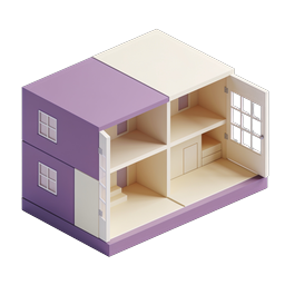 Isometric Purple Dollhouse Icon - Mini House Illustration