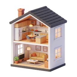 Isometric Dollhouse Cross-Section Home Icon | 3D