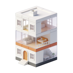 Icona 3D isometrica di casa delle bambole in miniatura