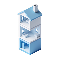 Isometric 3D Dollhouse Icon | Miniature Home Illustration
