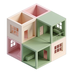 Isometric Dollhouse Icon - Modern 3D Home Design