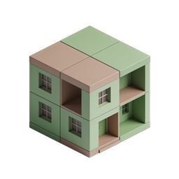 Isometric Dollhouse Icon - 3D Miniature Home Design