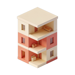 Isometric Dollhouse Building Icon | 3D Home Illustration