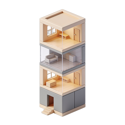 Isometric Miniature Dollhouse Building Icon