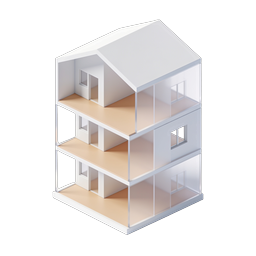 Isometric Dollhouse Icon - 3D House Model Illustration