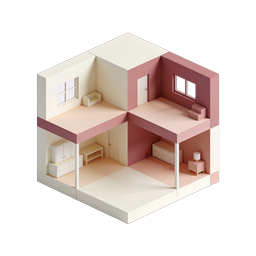 Icona casa delle bambole isometrica - Illustrazione casa 3D