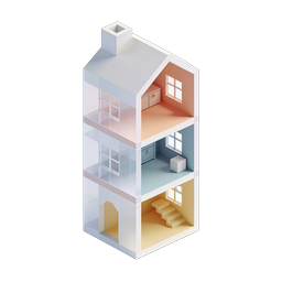 Isometric Dollhouse Cross-Section Icon | 3D Home