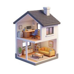 Isometric Dollhouse Home Interior 3D Icon