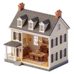 Isometric Dollhouse Icon - 3D Miniature Home Illustration