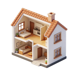 Isometric Dollhouse Icon - 3D Miniature Home Illustration