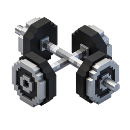 Isometric Pixel-Art Dumbbell Icon for Fitness Apps