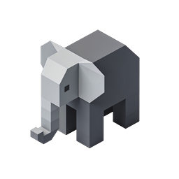 Ícone 3D de Elefante Isométrico - Design Animal Geométrico Moderno