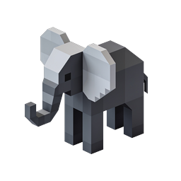 Isometrisches 3D-Elefanten-Icon - Geometrisches Voxel-Design