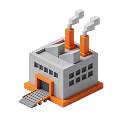 Isometric Factory Icon - 3D Industrial Building