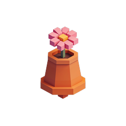 Isometrisches Blumentopf-Icon - Geometrisches 3D-Pflanzendesign