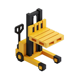 Isometric Forklift Icon - 3D Voxel Warehouse Equipment