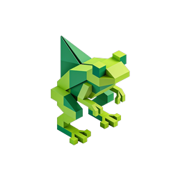 Isometric Green Frog Voxel Character Icon