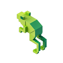 Isometric Green Frog 3D Block Icon for Nature Designs