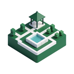 Isometric Garden Pagoda Icon | 3D Landscape Design