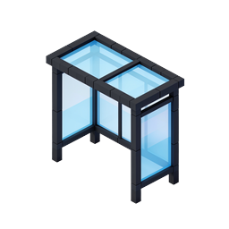 Isometric Glass Shelter 3D Icon - Modern Architecture