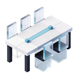 Isometric Glass Table Icon - Modern 3D Design