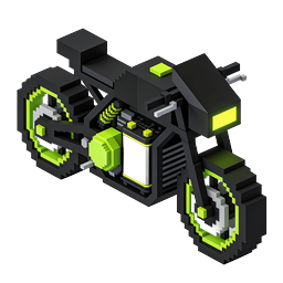 Icône Voxel de moto verte isométrique