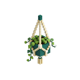 Isometric Hanging Plant in Voxel Cube - 3D Icon