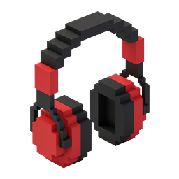 Isometric Voxel Headphones Icon | 3D Audio Music Graphic