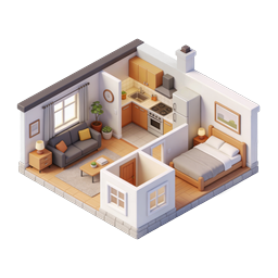 Isometric Home Interior 3D Illustration Icon