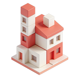 Isometric House Building Blocks 3D Icon