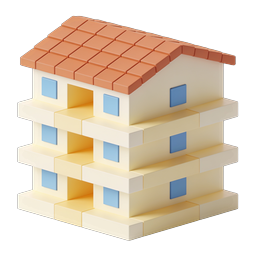 Isometric House Building 3D Icon for Real Estate