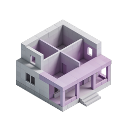 Isometric House Construction Icon - 3D Building Model