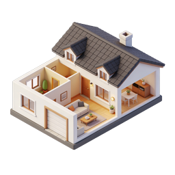 Isometric House Cutaway 3D Icon | Modern Home Illustration