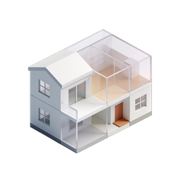 Isometric 3D House Cutaway Icon - Modern Home Design