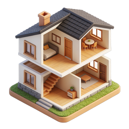 Isometric Cross-Section House Icon | 3D Home Model