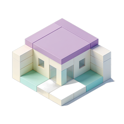 ไอคอนบ้านสีพาสเทลแบบไอโซเมตริก - ดีไซน์ 3D สไตล์มินิมอล