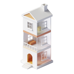 Isometric 3D House Icon - Modern Dollhouse Illustration